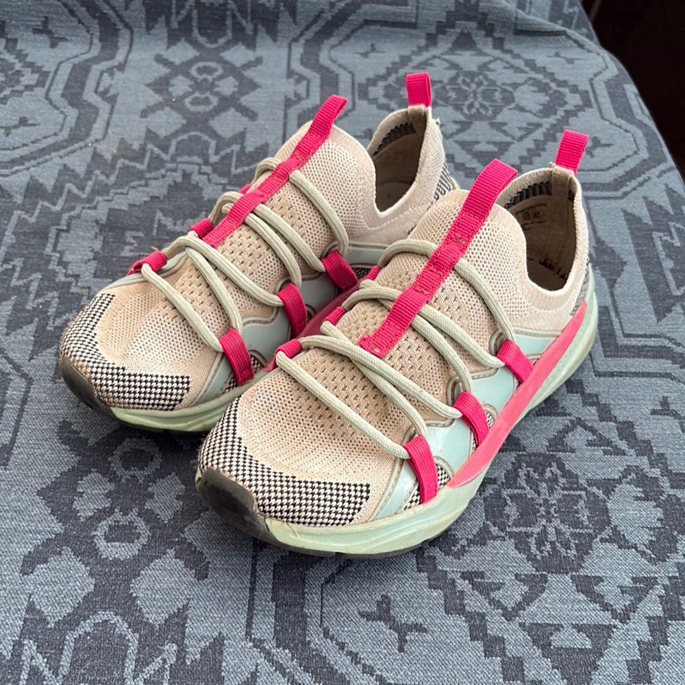 Stylish Beige and Pink Sneakers